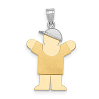 14k Two-Tone Small Boy w/ Hat on Right Engravable Charm-XK203