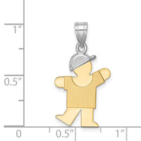 14k Two-Tone Small Boy w/ Hat on Left Engravable Charm-XK204