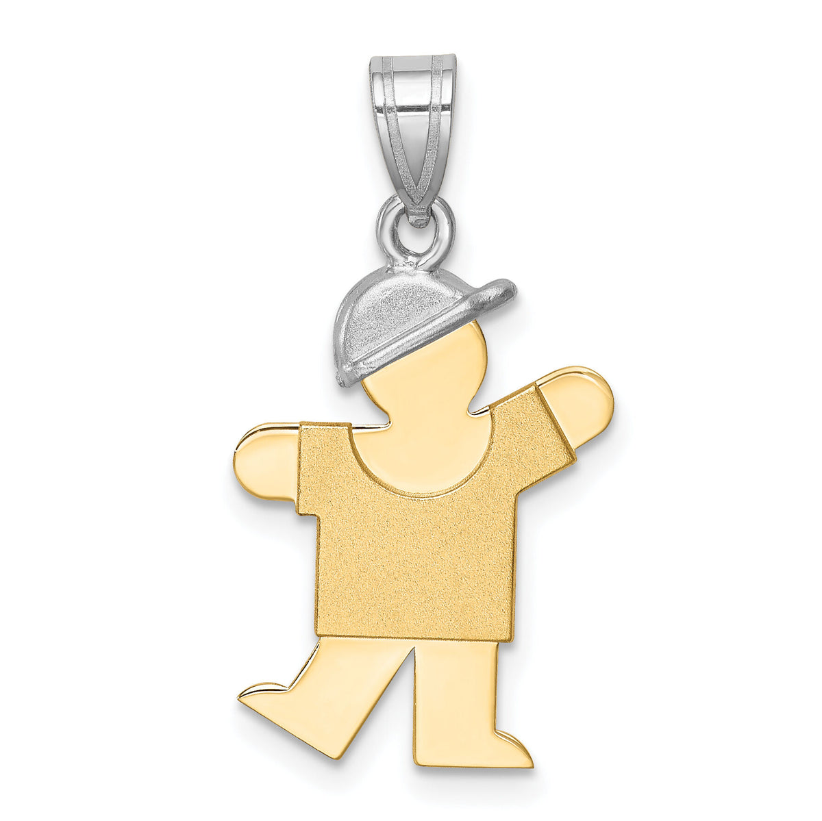 14k Two-Tone Small Boy w/ Hat on Left Engravable Charm-XK204