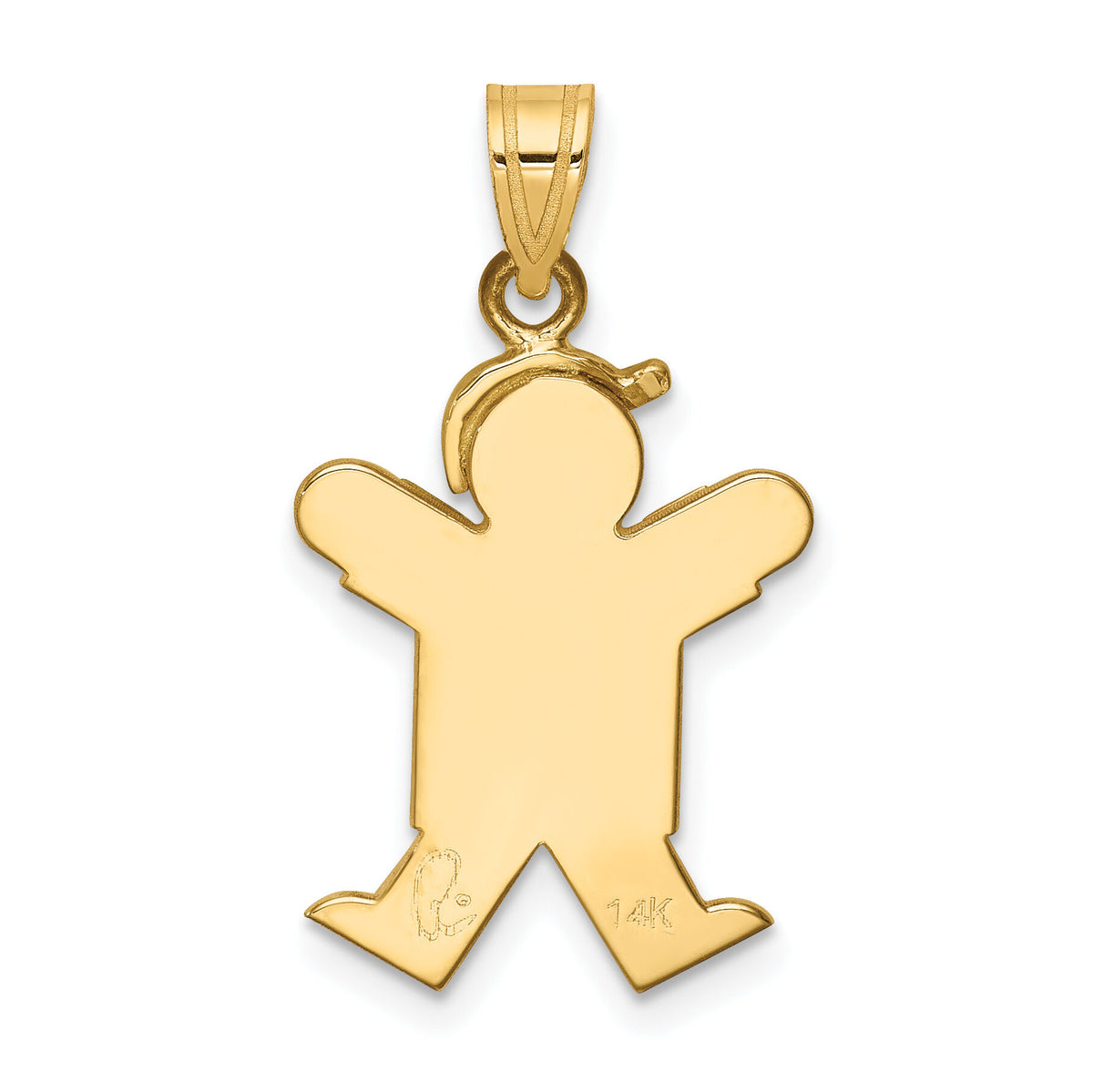 14k Solid Engravable Boy w/ Hat on Right Charm-XK205