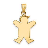 14k Solid Engravable Boy w/ Hat on Right Charm-XK205