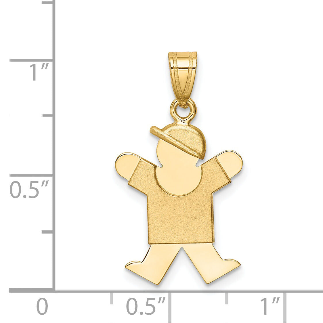 14k Solid Engravable Boy w/ Hat on Right Charm-XK205