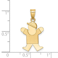 14k Solid Engravable Boy w/ Hat on Right Charm-XK205