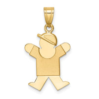 14k Solid Engravable Boy w/ Hat on Right Charm-XK205