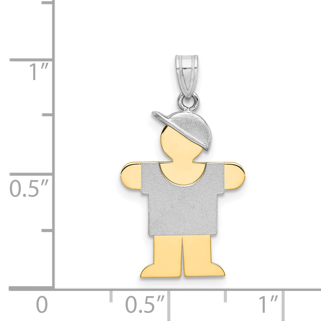 14k Two-Tone Small Boy w/ Hat on Right Engravable Charm-XK210