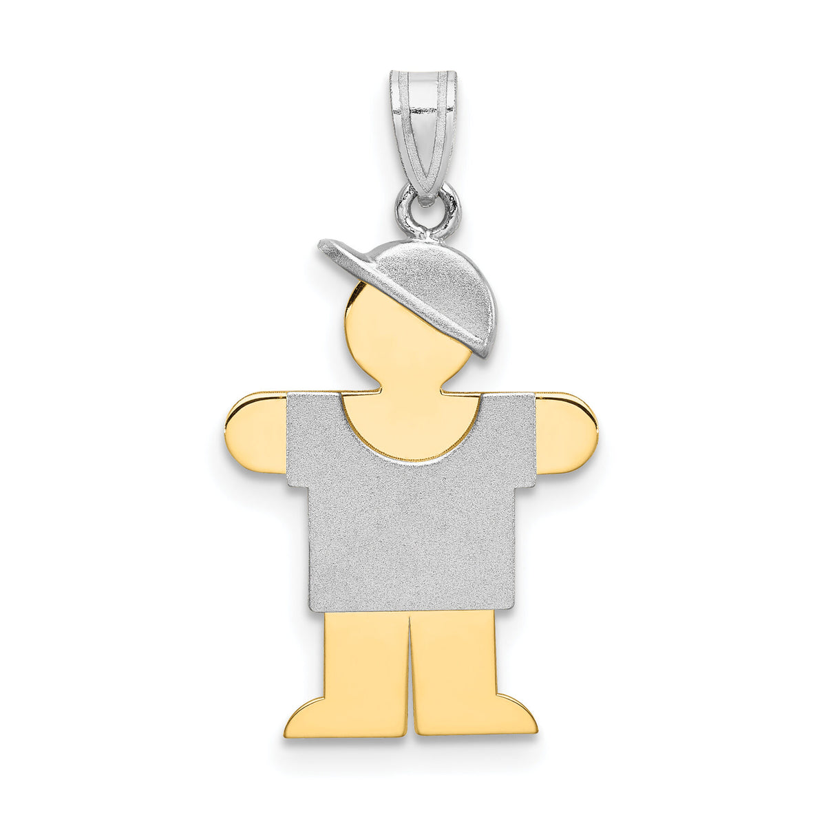 14k Two-Tone Small Boy w/ Hat on Right Engravable Charm-XK210