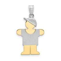 14k Two-Tone Small Boy w/ Hat on Right Engravable Charm-XK210
