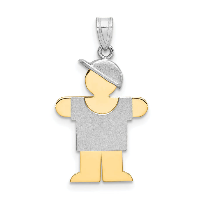 14k Two-Tone Small Boy w/ Hat on Right Engravable Charm-XK210