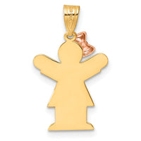 14k Two-Tone Small Girl on Left Engravable Charm-XK213