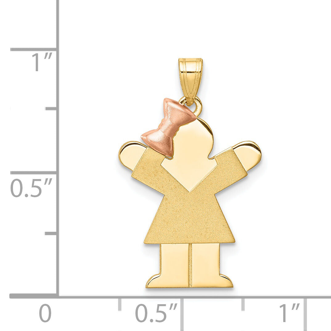 14k Two-Tone Small Girl on Left Engravable Charm-XK213
