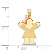 14k Two-Tone Small Girl on Left Engravable Charm-XK213
