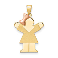 14k Two-Tone Small Girl on Left Engravable Charm-XK213