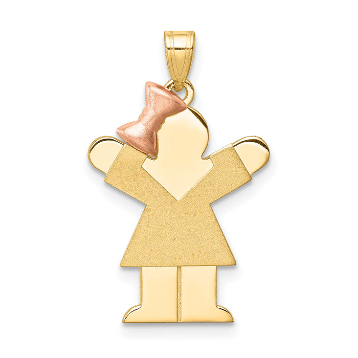 14k Two-Tone Small Girl on Left Engravable Charm-XK213