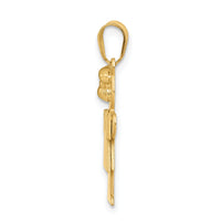 14k Solid Engravable Girl w/ Bow on Left Charm-XK216