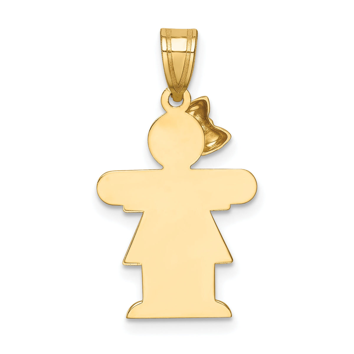 14k Solid Engravable Girl w/ Bow on Left Charm-XK216