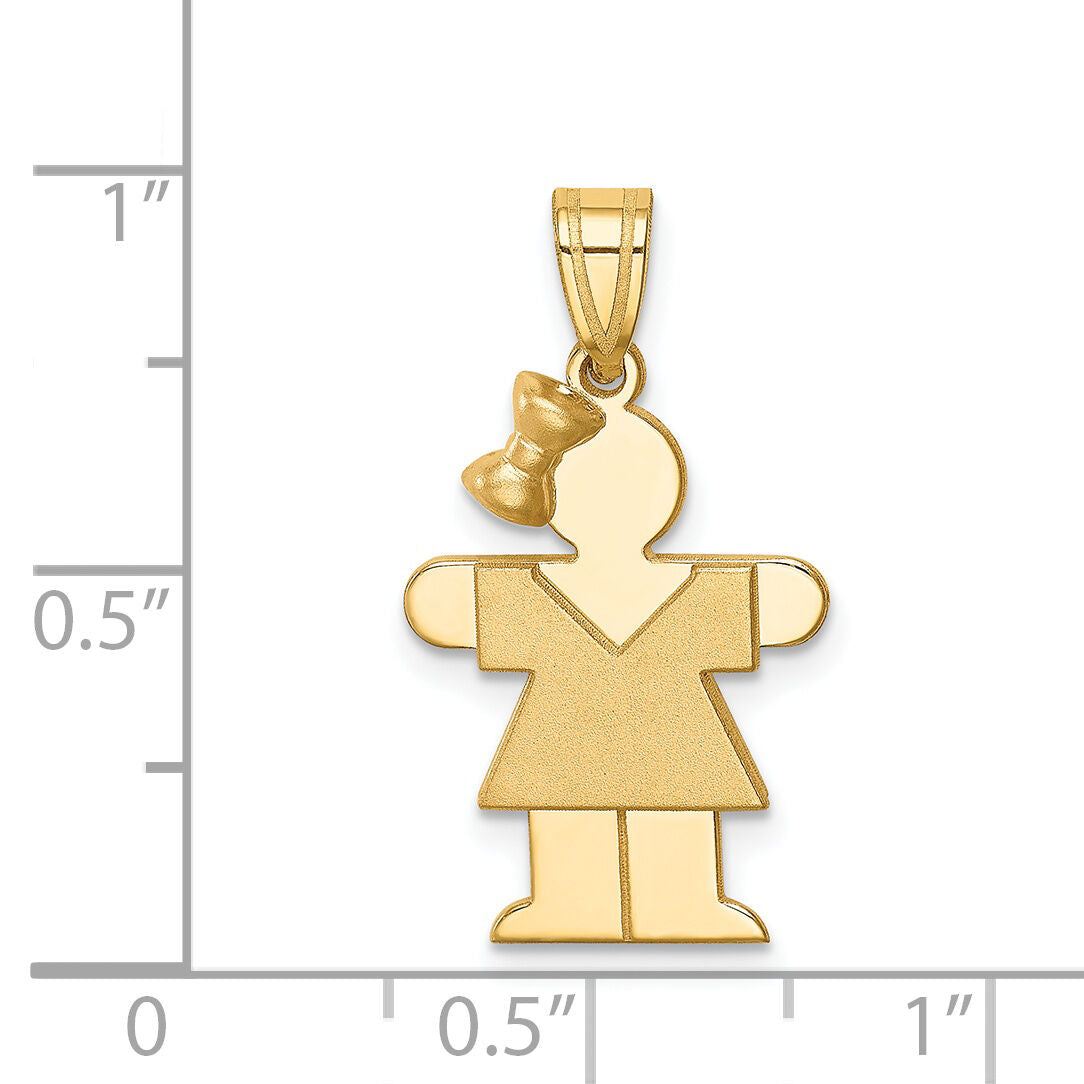 14k Solid Engravable Girl w/ Bow on Left Charm-XK216
