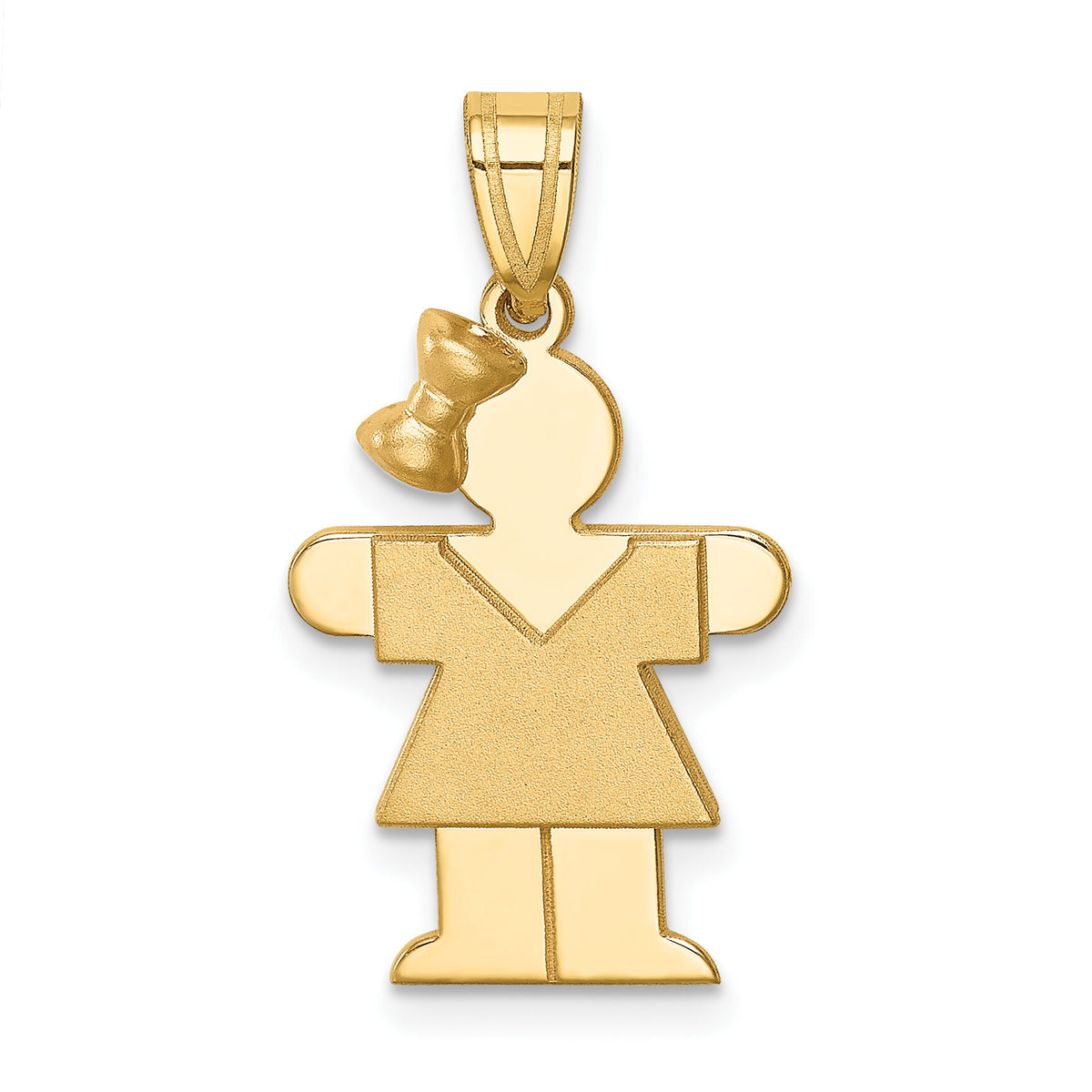 14k Solid Engravable Girl w/ Bow on Left Charm-XK216