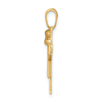 14k Two-Tone Small Girl w/ Bow on Left Engravable Charm-XK217