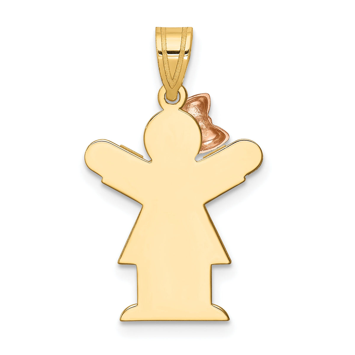 14k Two-Tone Small Girl w/ Bow on Left Engravable Charm-XK217