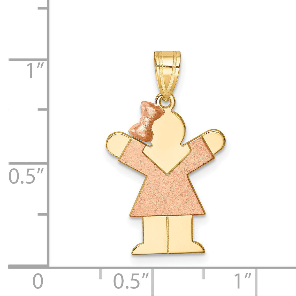 14k Two-Tone Small Girl w/ Bow on Left Engravable Charm-XK217
