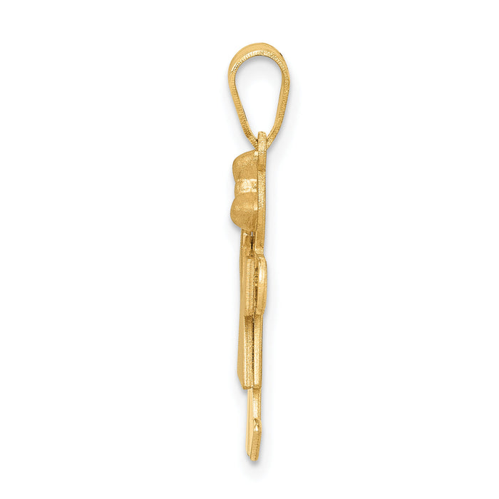 14k Two-Tone Small Girl w/ Bow on Right Engravable Charm-XK218