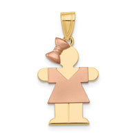 14k Two-Tone Small Girl w/ Bow on Left Engravable Charm-XK220