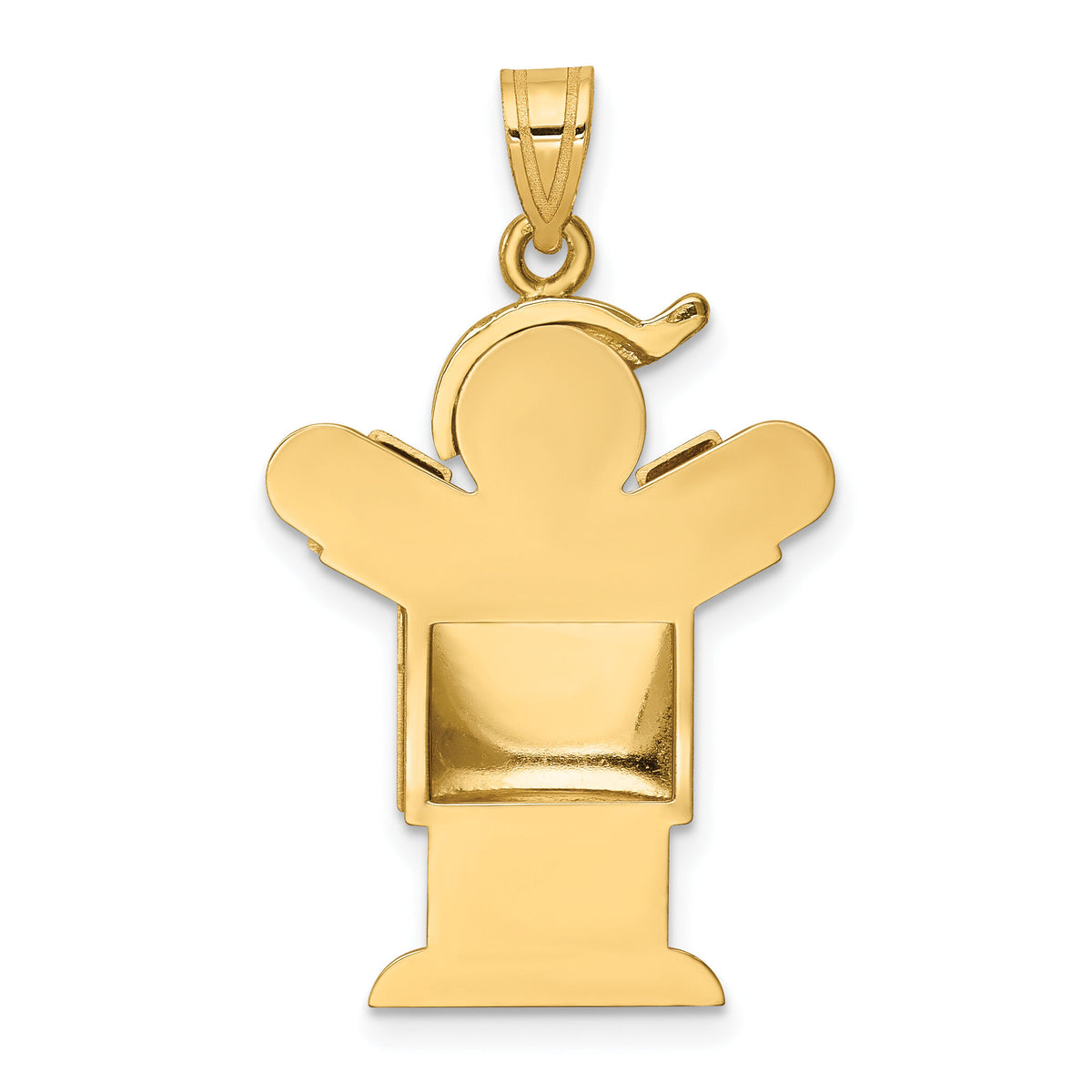14k Puffed Boy w/Hat on Right Engravable Charm-XK229