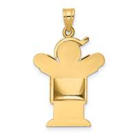 14k Puffed Boy w/Hat on Right Engravable Charm-XK229