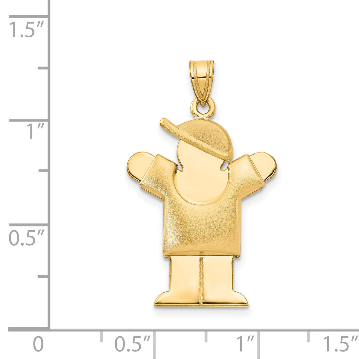 14k Puffed Boy w/Hat on Right Engravable Charm-XK229