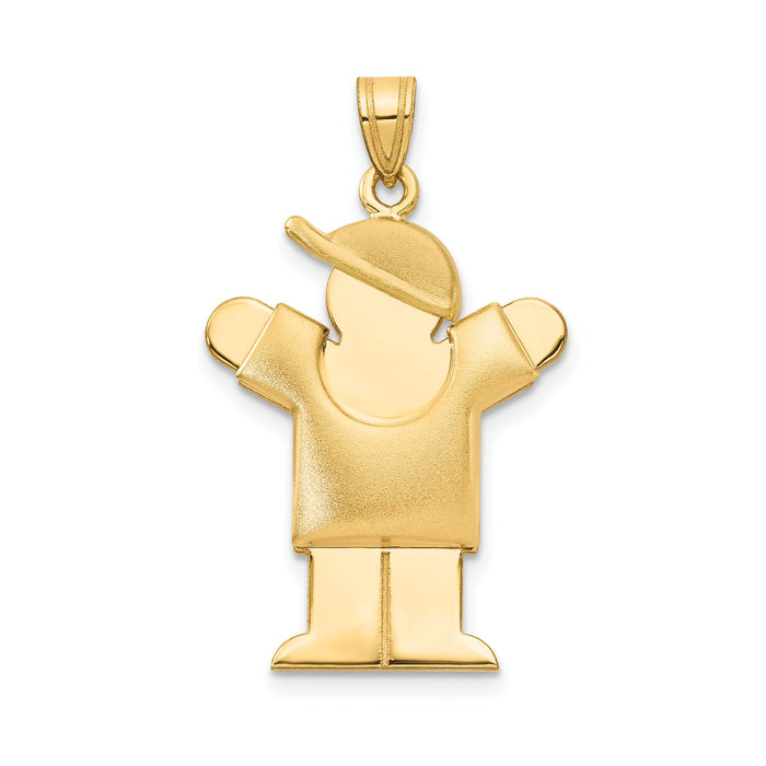 14k Puffed Boy w/Hat on Right Engravable Charm-XK229