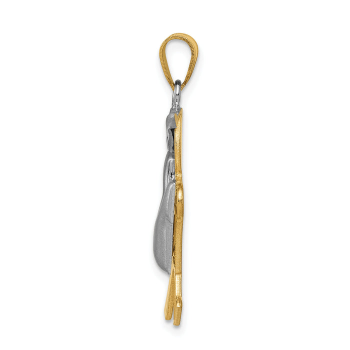 14k Two-Tone Puffed Boy w/Hat on Left Engravable Charm-XK230