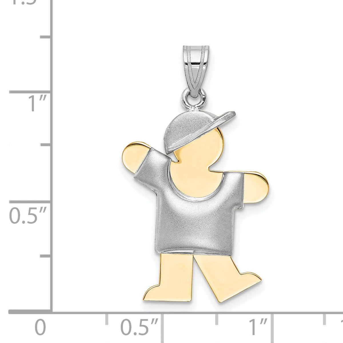 14k Two-Tone Puffed Boy w/Hat on Left Engravable Charm-XK230