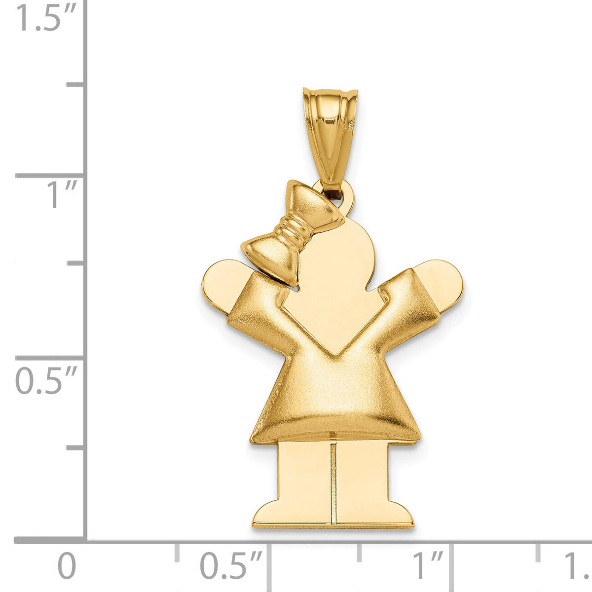 14k Puffed Girl w/Bow on Left Engravable Charm-XK232