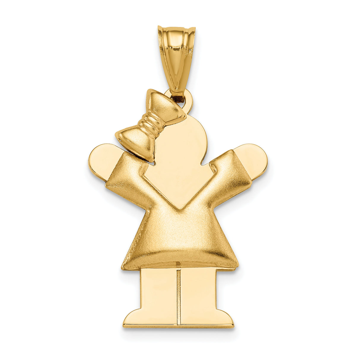 14k Puffed Girl w/Bow on Left Engravable Charm-XK232