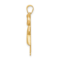 14k Two-Tone Puffed Girl with Bow on Right Engravable Charm-XK233