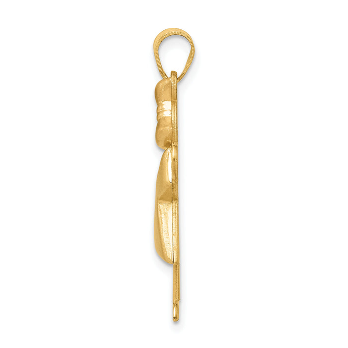 14k Two-Tone Puffed Girl with Bow on Right Engravable Charm-XK233