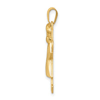 14k Puffed Girl w/Bow on Left Engravable Charm-XK234