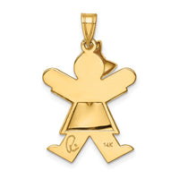 14k Puffed Girl w/Bow on Left Engravable Charm-XK234