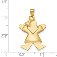 14k Puffed Girl w/Bow on Left Engravable Charm-XK234