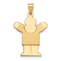 14k Solid Satin Engravable Boy Charm-XK235
