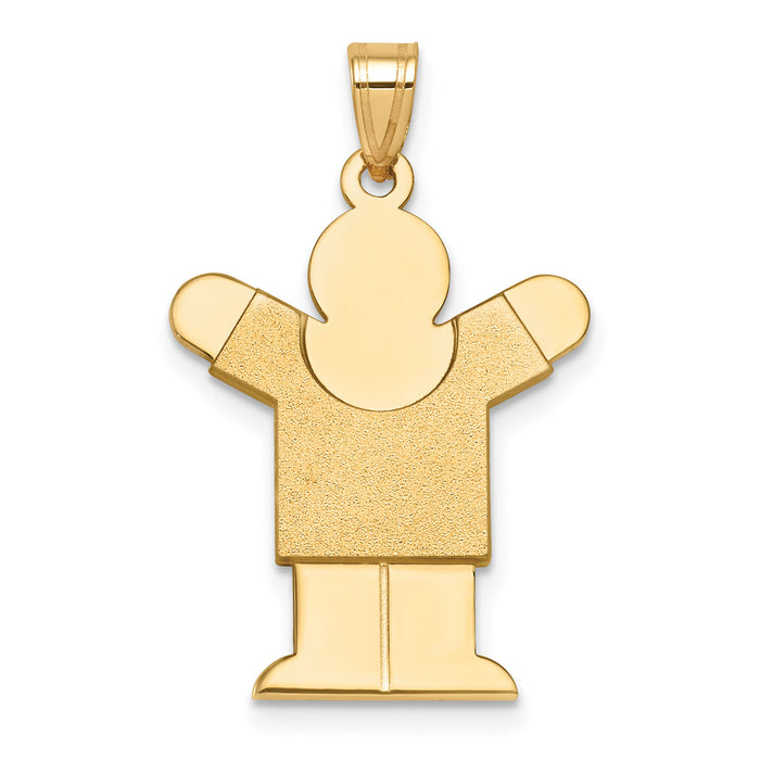 14k Solid Satin Engravable Boy Charm-XK235