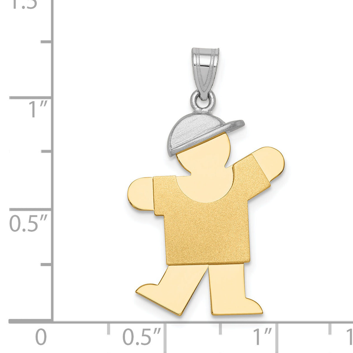 14k Two-Tone Large Boy w/Hat on Left Engravable Charm-XK237
