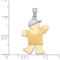 14k Two-Tone Large Boy w/Hat on Left Engravable Charm-XK237