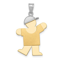 14k Two-Tone Large Boy w/Hat on Left Engravable Charm-XK237