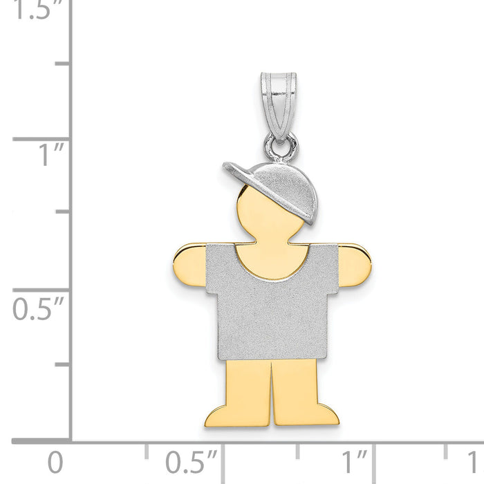 14k Two-Tone Large Boy w/Hat on Right Engravable Charm-XK239