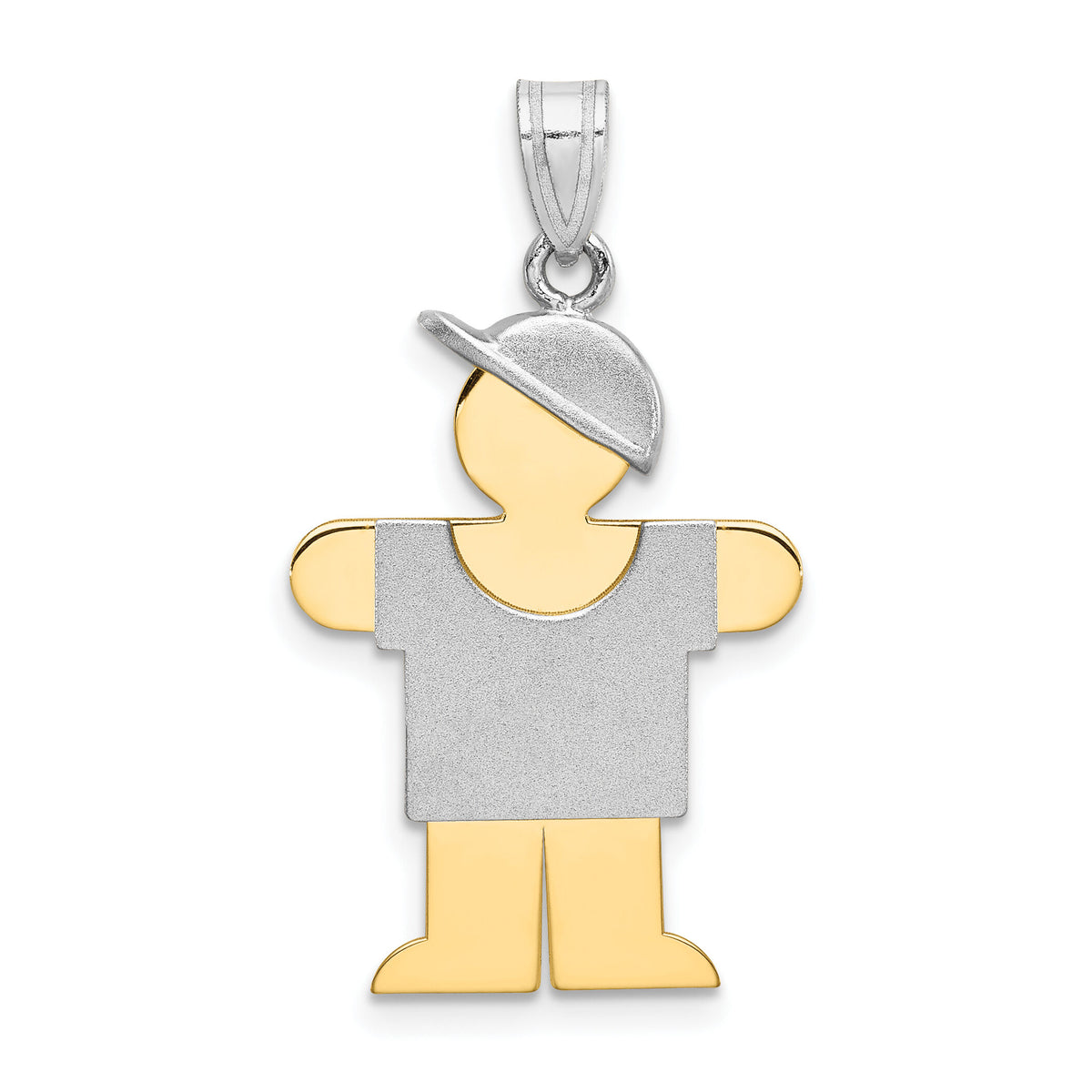 14k Two-Tone Large Boy w/Hat on Right Engravable Charm-XK239