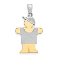 14k Two-Tone Large Boy w/Hat on Right Engravable Charm-XK239