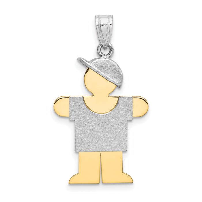 14k Two-Tone Large Boy w/Hat on Right Engravable Charm-XK239