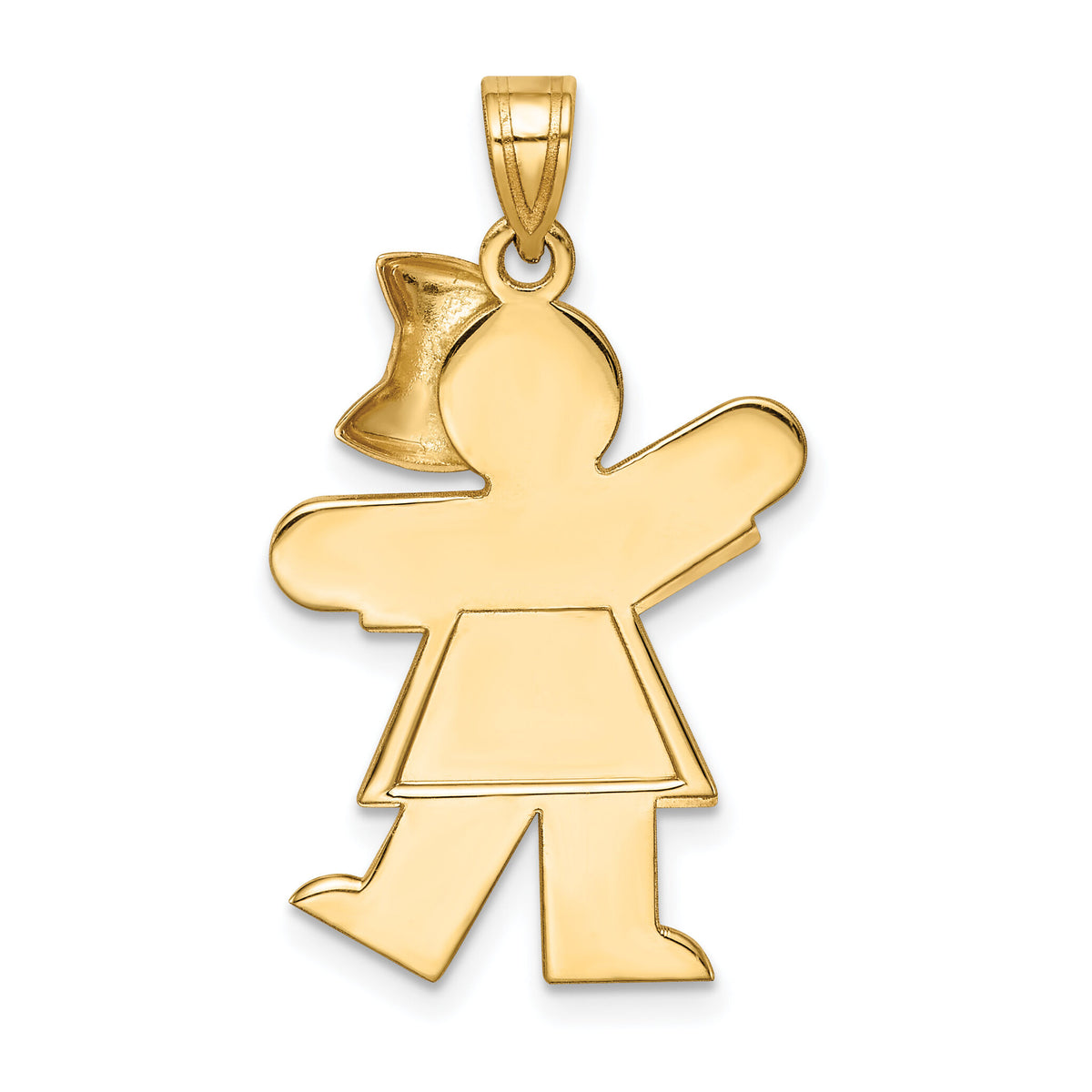 14k Two-Tone Large Girl w/Bow on Right Engravable Charm-XK242