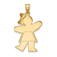14k Two-Tone Large Girl w/Bow on Right Engravable Charm-XK242